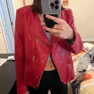 red leather jacket